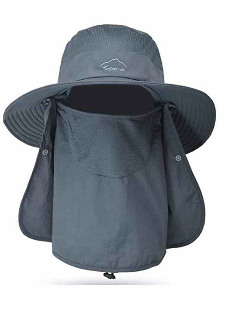 SYOSI Fishing Hat, for Men & Women, Outdoor UV Sun Protection Wide Brim Hat with Face Cover, Neck Flap - Image 1