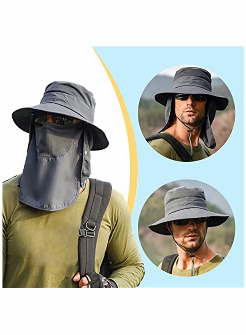 SYOSI Fishing Hat, for Men & Women, Outdoor UV Sun Protection Wide Brim Hat with Face Cover, Neck Flap - Image 5