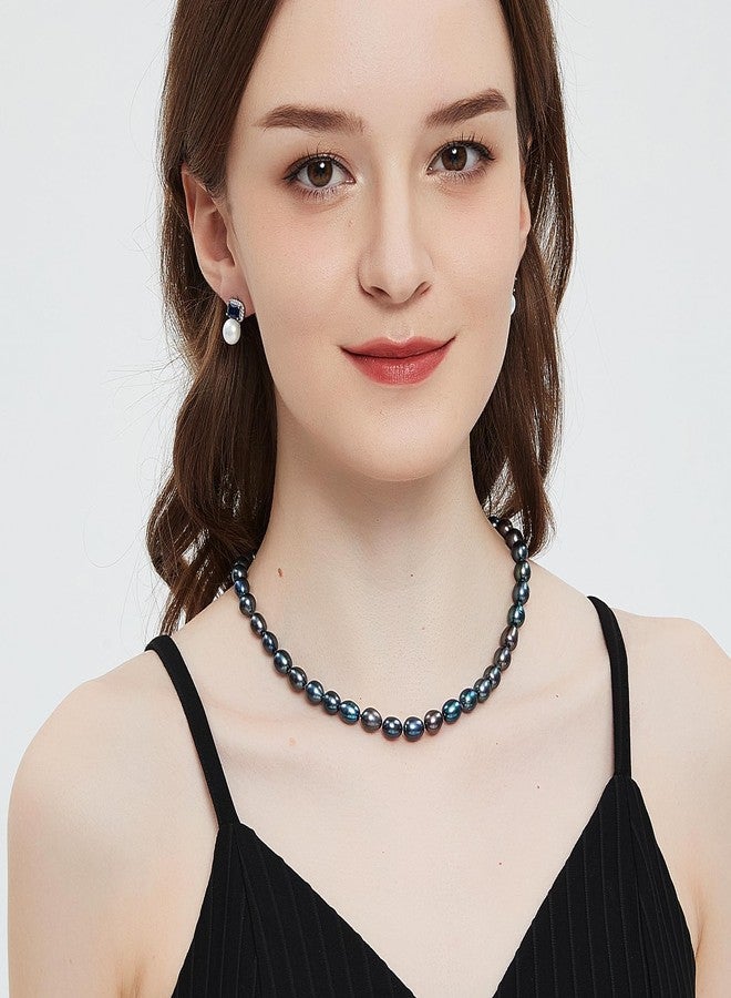 Yami قلادة يامي من اللؤلؤ الأسود التاهيتي، لآلئ باروك طبيعية من المياه المالحة AAAA بحجم 7.5-8 مم، مشبك من الفضة الإسترلينية 925، سلسلة قابلة للتعديل بطول 18+2 إنش، مثالية لهدايا الذكرى السنوية و عيد الأم - Image 4