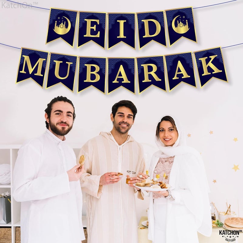 كاتشون بانر كاتشون للزينة بعيد الفطر المبارك – بانر حفلة عيد الفطر المبارك متعدد الألوان لتزيين العيد ومستلزمات إفطار الحفلات – عبوة من 1 - Image 3