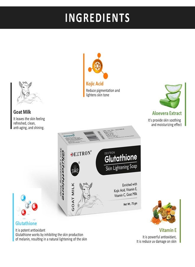 Dextron Glutathione Goat Milk Soap For Skin Whitening & Glow | Hydrating, Anti-Wrinkle, Paraben-Free (PACK OF 6) - Image 3