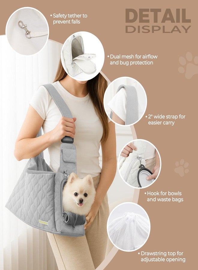 JourCraf Dog Carrier Sling for Small Dogs, Front Cat Sling & Cats Up to 15 lbs, Puppy Sling with Adjustable Strap Front Zipper Pocket, Double Safety Feature, Hands Free for Travel - Image 3