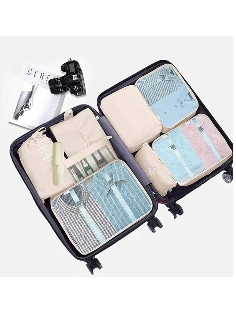 زاابي مجموعة مكعبات تنظيم السفر، 7 قطع، تصميم قابل للطي مع إغلاق سريع، تخزين متعدد الأغراض للفساتين والأحذية والإكسسوارات ومستحضرات التجميل - Image 2
