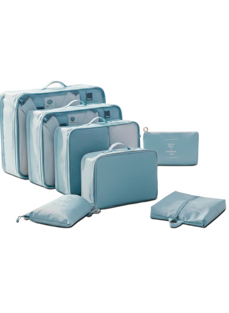 زاابي مجموعة مكعبات تنظيم السفر، 7 قطع، تصميم قابل للطي مع إغلاق سريع، تخزين متعدد الأغراض للفساتين والأحذية والإكسسوارات ومستحضرات التجميل - Image 1