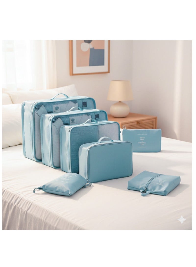 ZAAPPY 7PCS Travel Organizer Cube Set, Foldable Design with Snap Closure, Multi-Purpose Storage for Dress, Shoes, Accessories and Cosmetics - Image 1