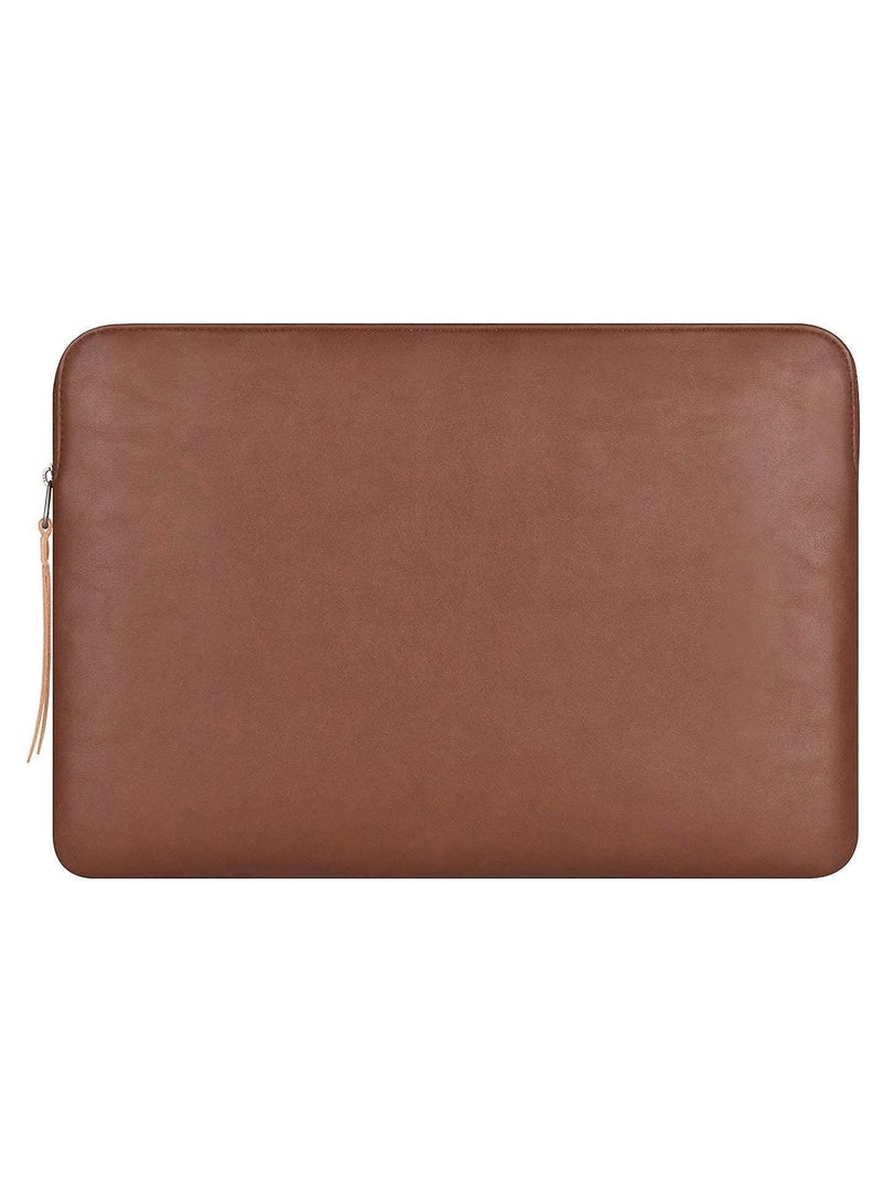 CONTACTS Slim Protective Laptop Sleeve 13 and 13.3 Inch Compatible with 13 Inch MacBook Pro  MacBook  Air Faux Leather Bag Water Resistant Cover Notebook Computer Case for Mac Tan New - Image 1