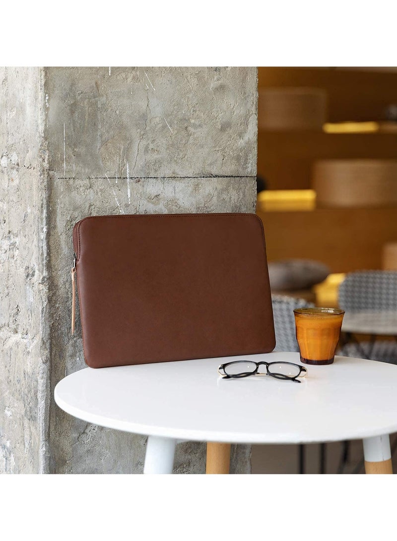 CONTACTS Slim Protective Laptop Sleeve 13 and 13.3 Inch Compatible with 13 Inch MacBook Pro  MacBook  Air Faux Leather Bag Water Resistant Cover Notebook Computer Case for Mac Tan New - Image 5