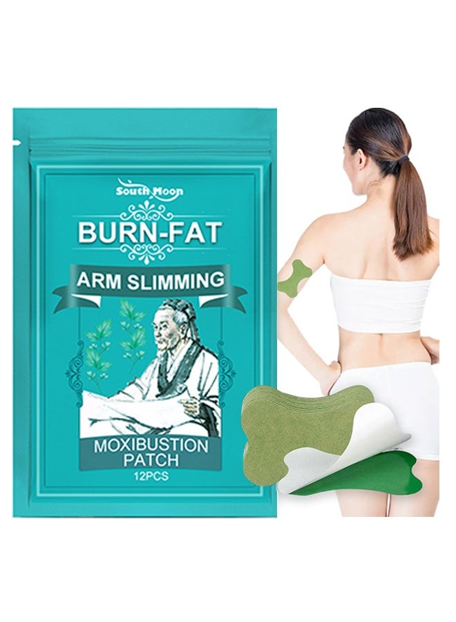 SOUTH MOON 12PCS  Burn-Fat Arm Slitmming Flabby Arms Tone Shape Herbal Patch, Burn-Fat Arm Slimming Moxibustion Patch, Moxibustion Patch For Quick Slimming And Shaping, Accelerate Metabolism Tighten Skin Weight Loss Patch - Image 1