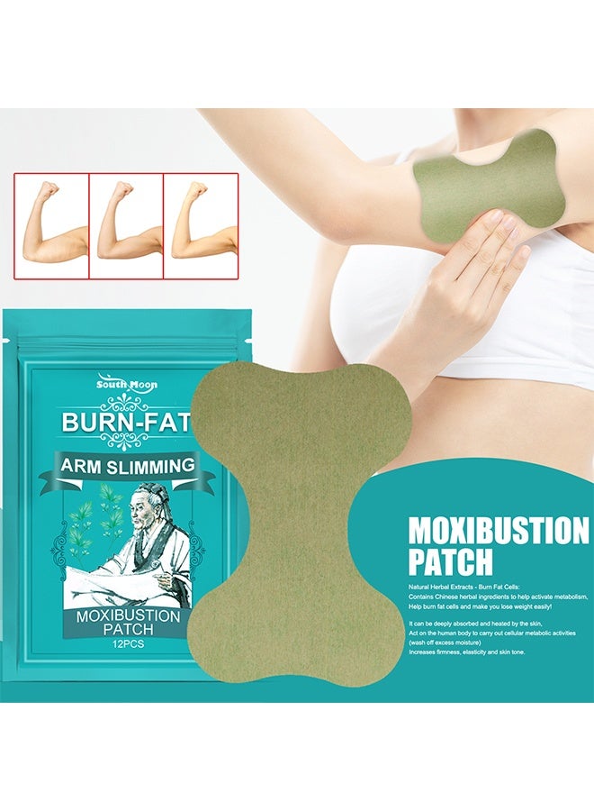 SOUTH MOON 12PCS  Burn-Fat Arm Slitmming Flabby Arms Tone Shape Herbal Patch, Burn-Fat Arm Slimming Moxibustion Patch, Moxibustion Patch For Quick Slimming And Shaping, Accelerate Metabolism Tighten Skin Weight Loss Patch - Image 2
