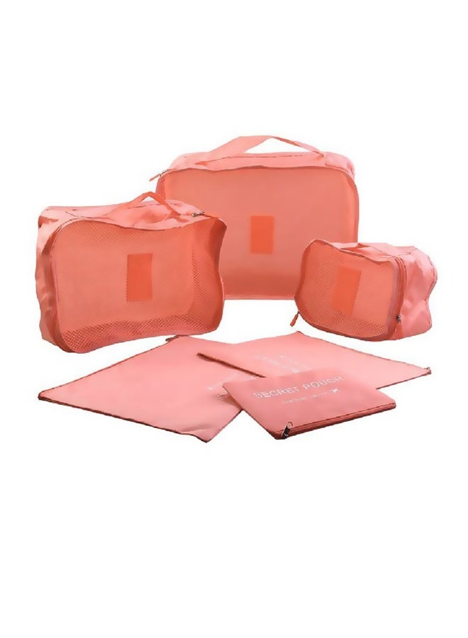 مجموعة حقائب السفر المنظم 6 قطع باللون الأحمر مثل البطيخ - Image 1