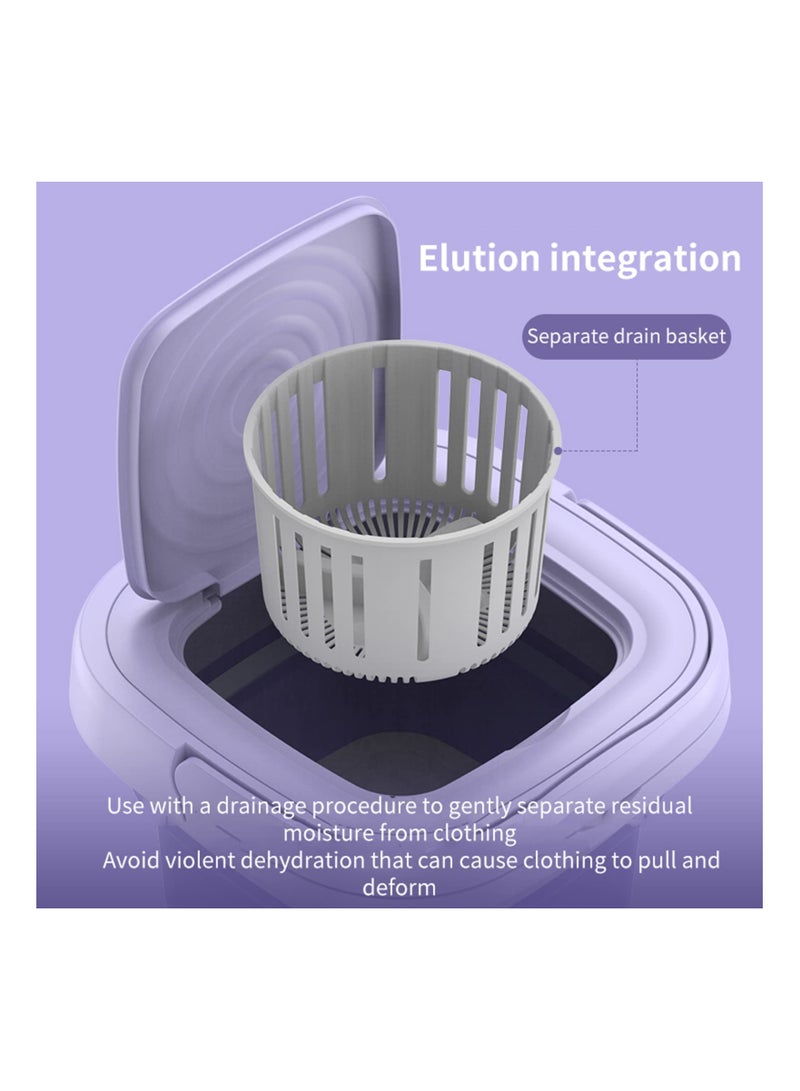 SYOSI Portable Foldable Washing Machine, 8L High Capacity Mini Washer with 3 Modes Deep Cleaning Half Automatic Washt, UV Washing Machine with Soft Spin Dry for Socks, Baby Clothes, Towels (Purple) - Image 3
