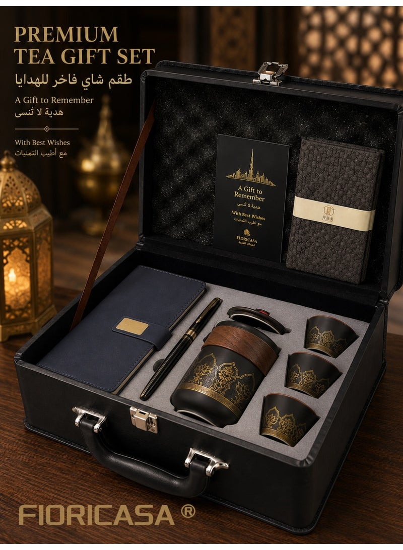 فوريكاسا طقم هدايا أكواب شاي فاخر مع علبة هدايا من جلد PU، دفتر وقلم حبر - Image 1