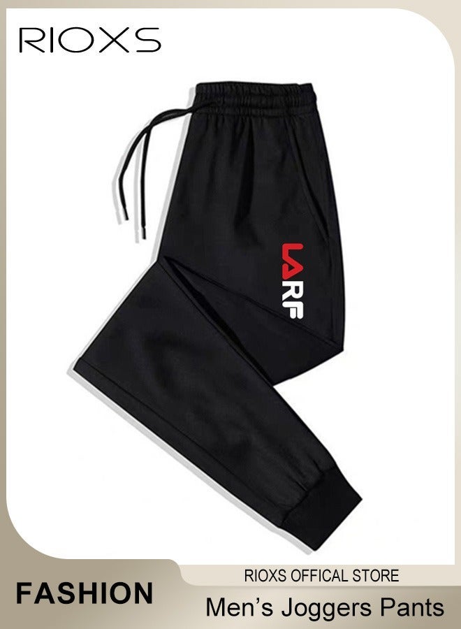 RIOXS Men's Sport Casual Pants, Athletic Workout Jogger Sweatpants For Men, Drawstring Trouser Tapered Pant With Side Pockets, Regular Fit Trousers, Tapered Joggering Pants With Snug Ankle Cuffs, Elastic Gym Pants, Men's Slacks For Training/ Running/ Exercising-Black Joggers Pants - Image 5
