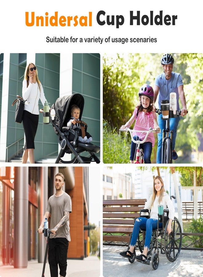 حامل أكواب لعربات الأطفال UPPAbaby و Nuna و Doona و Bicicleta و Silla de ruedas و andador، حامل مشروبات مزدوج للدراجات البخارية مع دوران 360 درجة، مصنوع من مادة ABS والسيليكون، يتسع لأكواب كبيرة وصغيرة. - Image 3