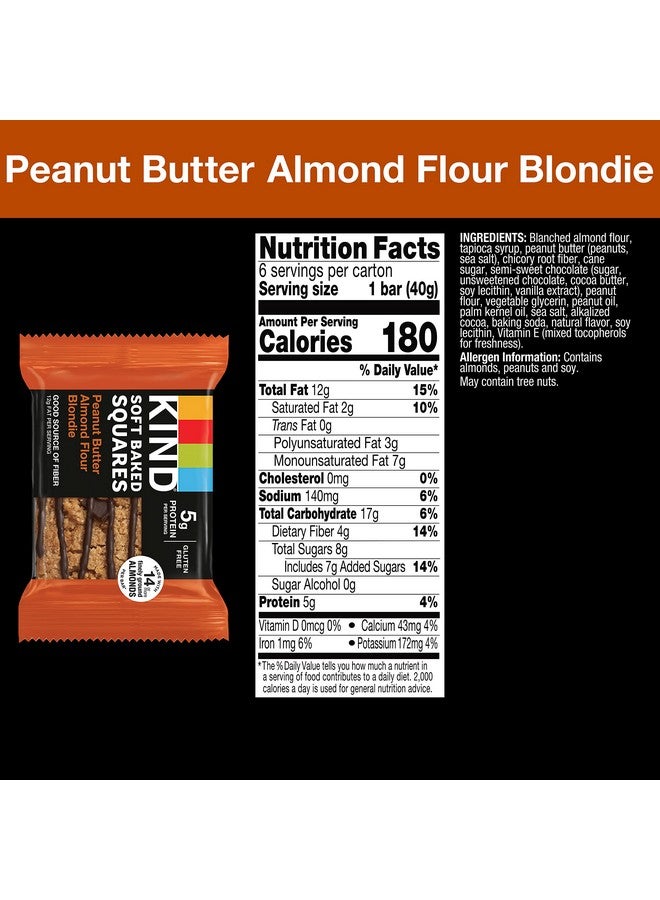 KIND Soft Baked Squares, Peanut Butter Almond Flour Blondie, 6 count - Image 2
