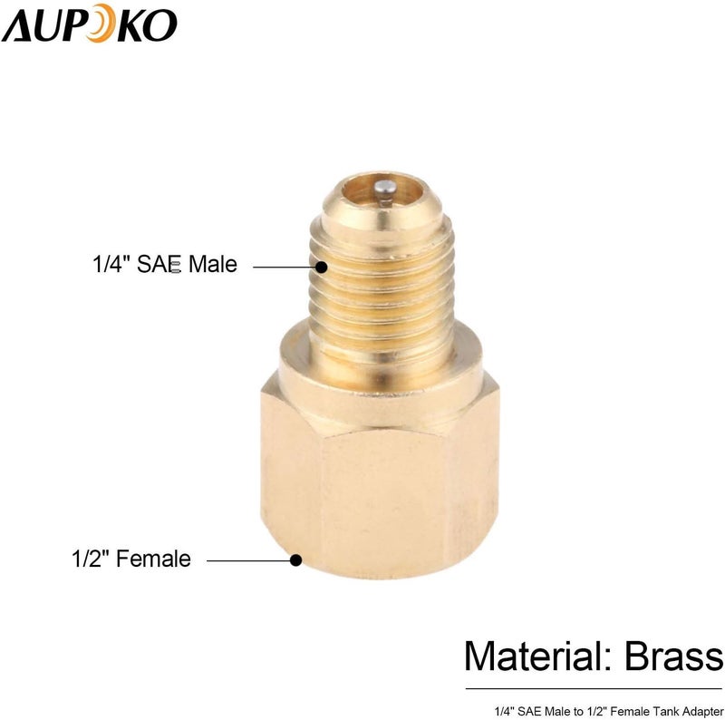 Aupoko R12 to R134A Conversion Quick Connect Coupler Kit, High/Low Side 90 Degree Angle Quick Coupler Manifold Gauge Set with R134A 1/2" Female x 1/4" SAE Male Tank Adapter - Image 5