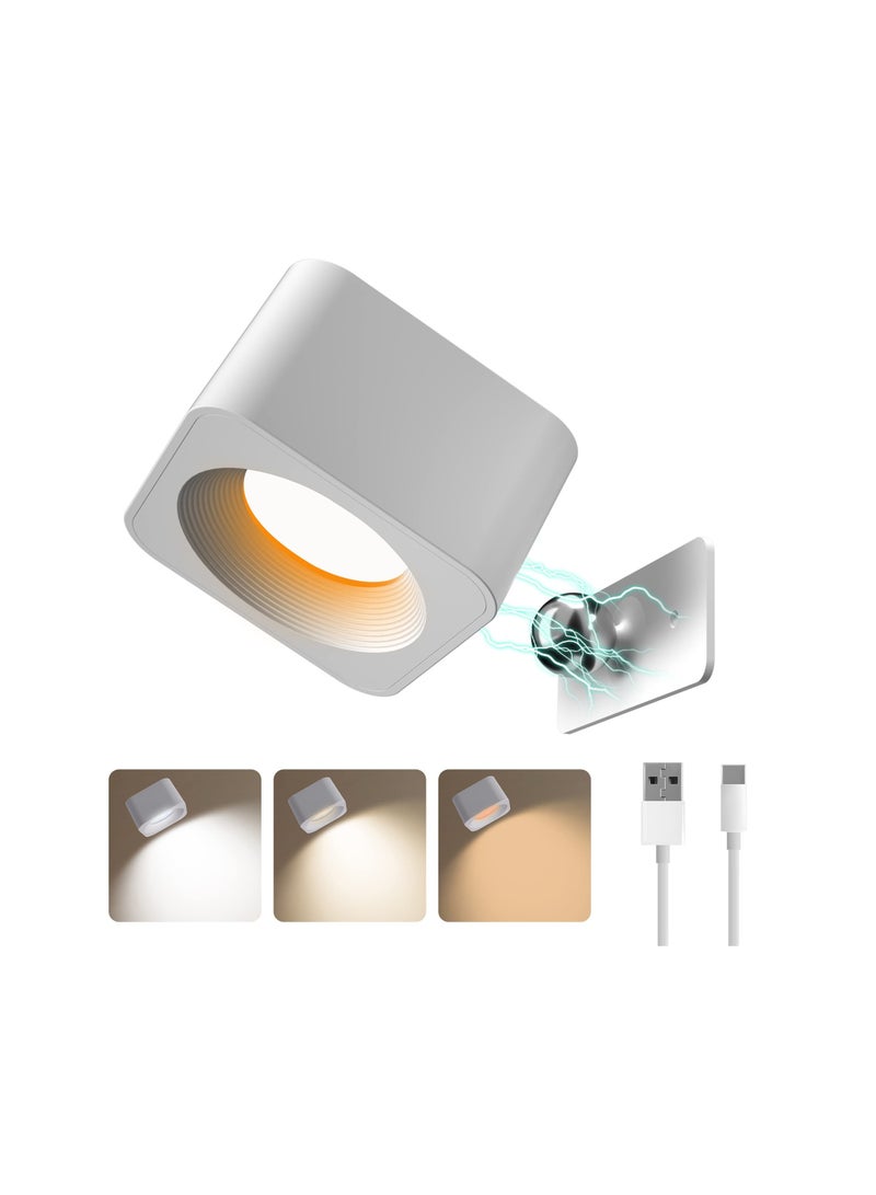 SYOSI Wall Lights, for Bedroom Living Room, Rechargeable Battery Operated LED Wall Sconces, with 3 Color Temperatures 3 Brightness Levels, Magnetic Cordless Wireless Wall Mounted Lamp, for Reading Study - Image 1
