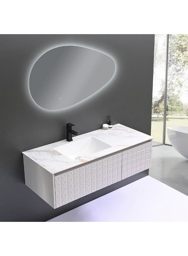 DANUBE HOME Milano Plus Vice Vanity With Mirror & Cabinet (2Pcs/Set) (120X52X34) Cm - White Finish| Single Basin Wooden/Pvc Sink Cabinet Compact Storage Cabinet For Modern Bathroom - Image 1