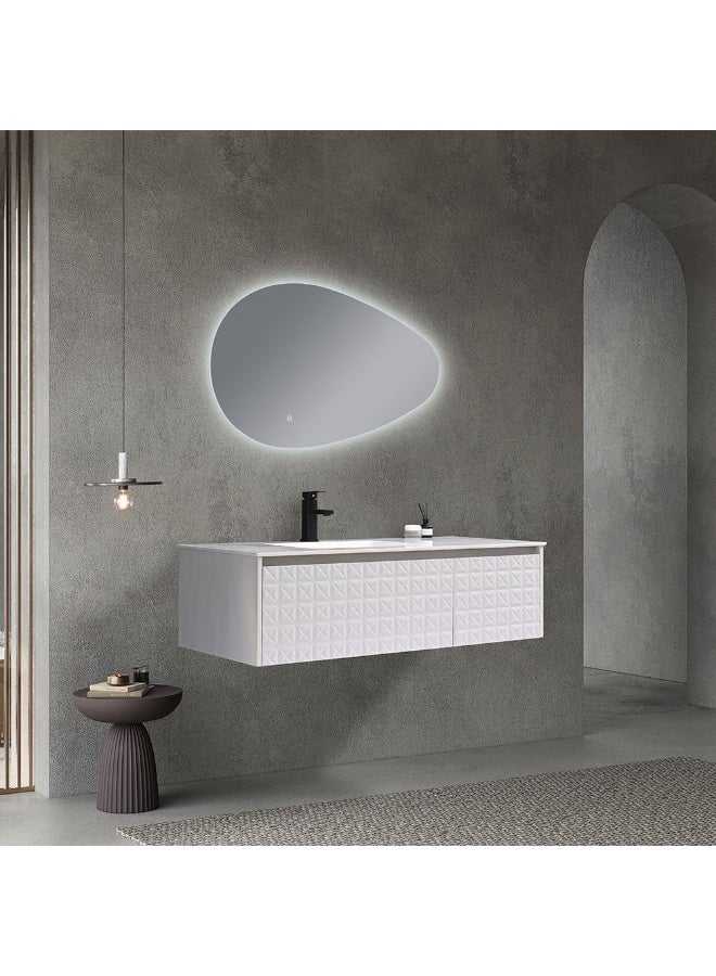 DANUBE HOME Milano Plus Vice Vanity With Mirror & Cabinet (2Pcs/Set) (120X52X34) Cm - White Finish| Single Basin Wooden/Pvc Sink Cabinet Compact Storage Cabinet For Modern Bathroom - Image 3