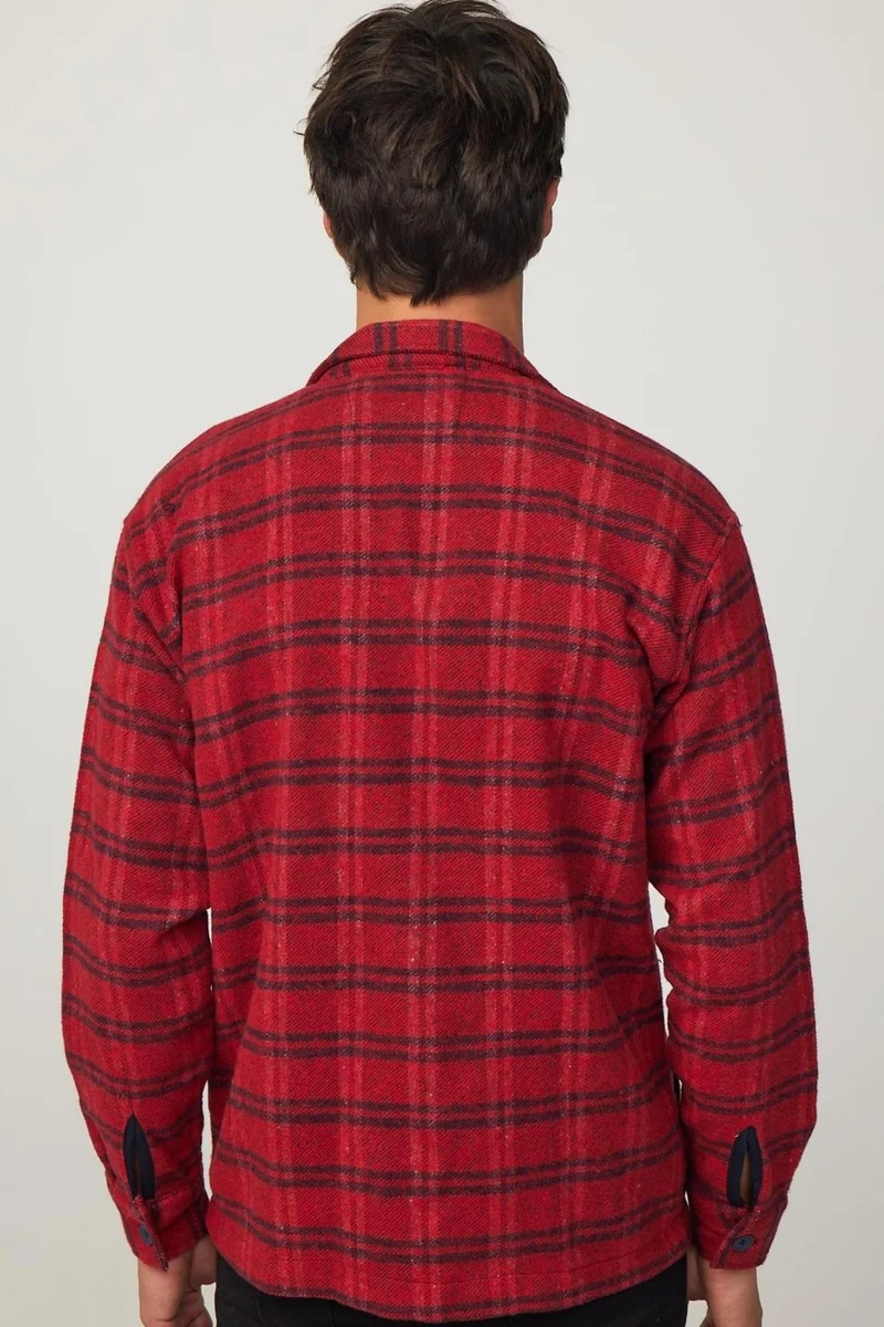 Tudors Relax Fit Winter Checkered Printed Flotilla Pocket Casual Lumberjack Red-Black Men's Shirt