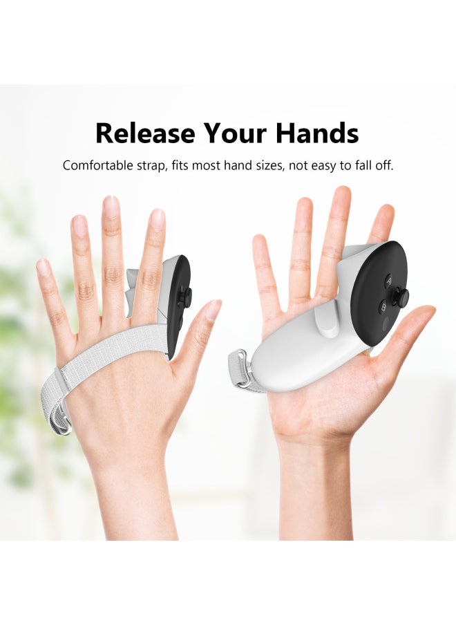 Generic Applicable To Meta Quest 3 Handle Cover Anti-off Hand Strap Anti-fall Anti-fall Anti-slip Non-blocking Signal Protection-Product Color:White-Model:quest3 Handle Cover  - Image 2