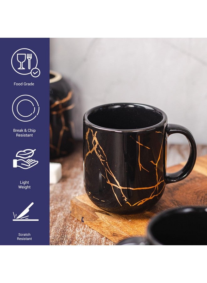 Femora 22k Liquid Gold Marble Design Ceramic Coffee Mug, Tea Cups, 180 ML, Pack of 6, Black - Image 4