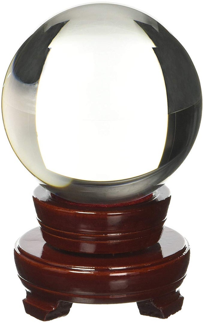 MEDITATION DIVNATION SPHERE FENG SHUI CRYSTAL BALL LENSBALL DECORATIVE BALL WITH WOODEN STAND AND GIFT BOX CLEAR 31 INCH 80MM DIAMETER