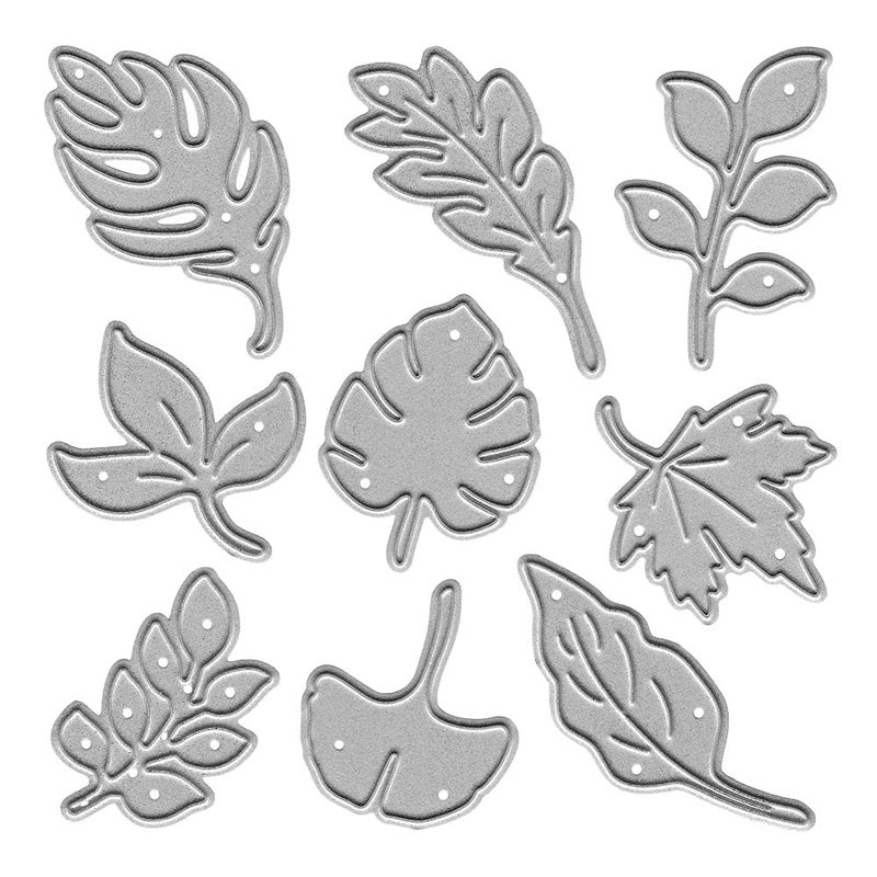 ABTOLS Metal 9Piece Leaf Cutting Dies  Maple  Ginkgo Leaf Die Cuts Embossing Stencils  Templates for Card Scrapbooking  DIY Craft Album Paper Decor