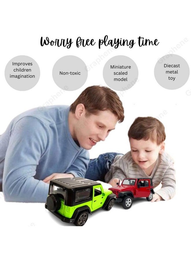 GRAPHENE GRAPHENE 1:32 Scale DieCast Metal Pull-Back Action Openable Doors 4x4 Thar/Jeep Premium Car Toy for Kids Realistic Miniature Model Gift 2+yrs Girls Boys Available  - Image 4