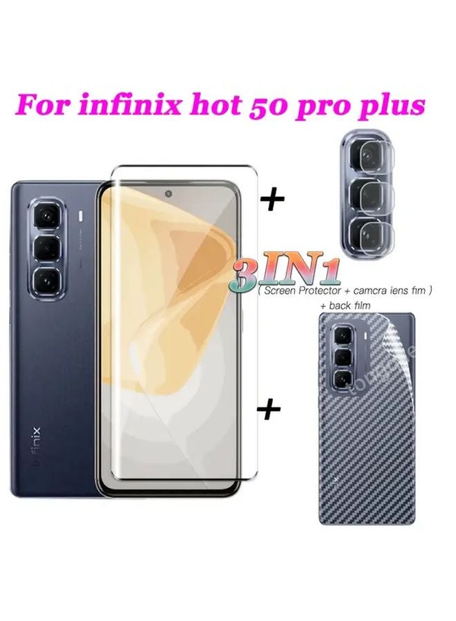 3D Curved Tempered Glass Screen Protector For Infinix Hot 50 Pro Plus 4G Full Cover Lens Film - Image 4