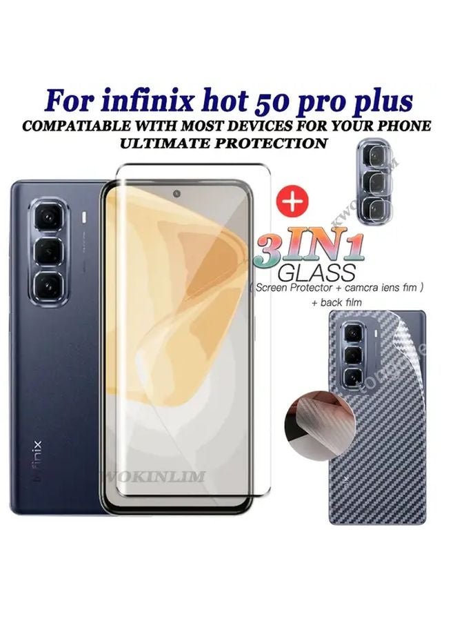3D Curved Tempered Glass Screen Protector For Infinix Hot 50 Pro Plus 4G Full Cover Lens Film - Image 1