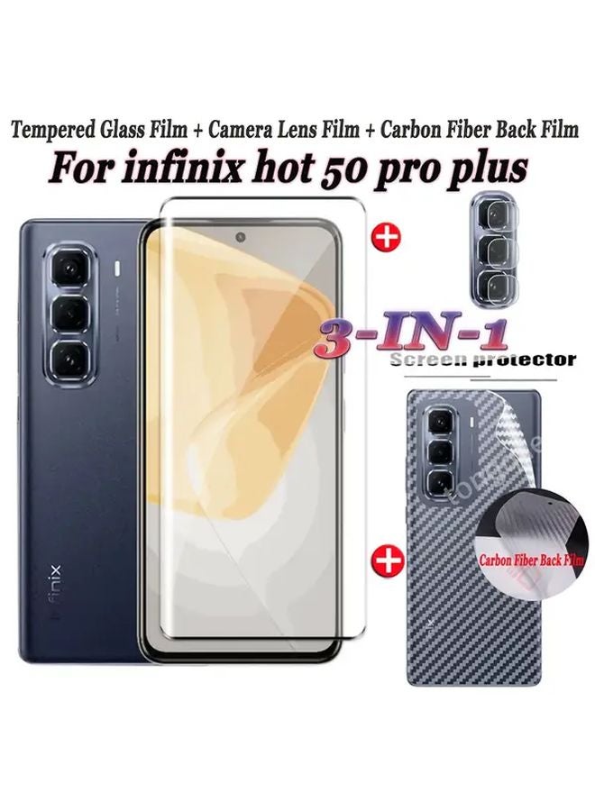 3D Curved Tempered Glass Screen Protector For Infinix Hot 50 Pro Plus 4G Full Cover Lens Film - Image 3