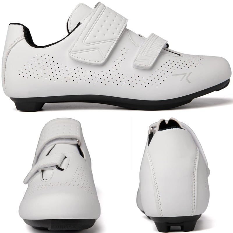 ULTIANT Mens Womens Cycling Shoes Compatible with Peloton Road Bike Riding Bicycle Pre-Installed Delta Cleats(2_White,46) - Image 5