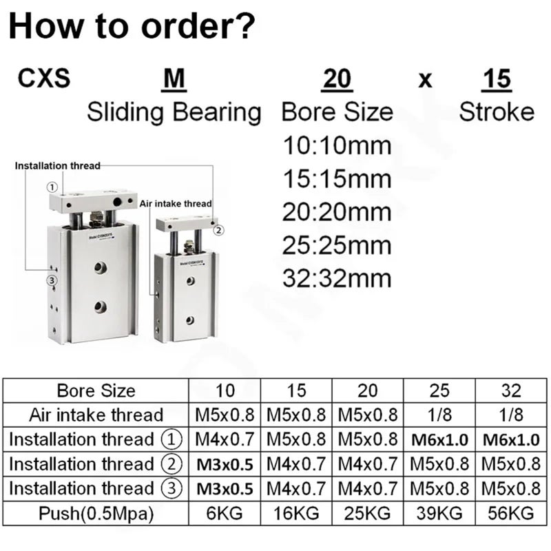 Double Acting Air Pneumatic Cylinder CXSM15 Bore 15mm Stroke 40mm - Image 4