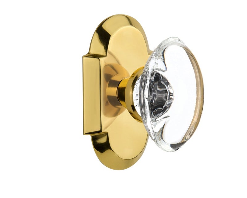 Nostalgic Warehouse Cottage Plate with Oval Clear Crystal Glass Door Knob Passage 275 Polished Brass - Image 2