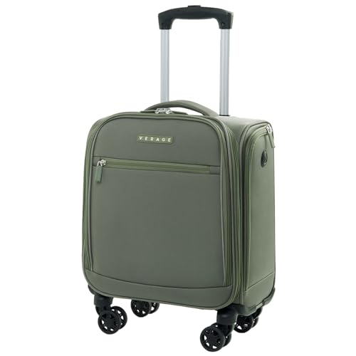 Verage Underseat Carry On Luggage with Wheels,14.5-Inch Spinner Small Suitcase, Softside Lightweight Travel Bag for Men and Women, Airplane Carry On Bag, Sage Green - Image 1