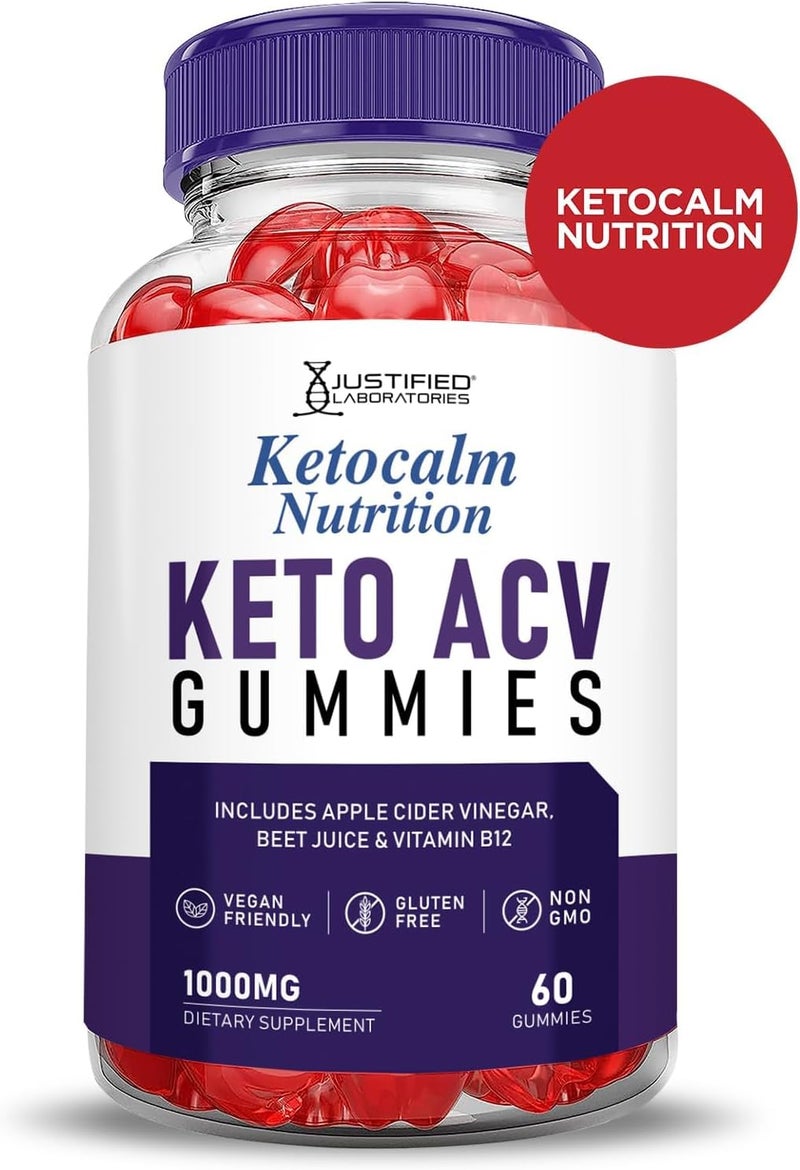 Justified Laboratories Ketocalm Nutrition Keto ACV Apple Cider Vinegar Formulated with Pomegranate Beet Juice Powder B12 Vegan Non GMO 60 Gummies - Image 4