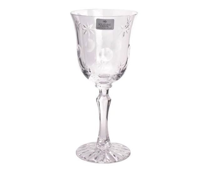 سوليتير كريستال طقم كاسات عصير كريستال هندي – 6 قطع، شفاف بنقوش أنيقة، صناعة يدوية