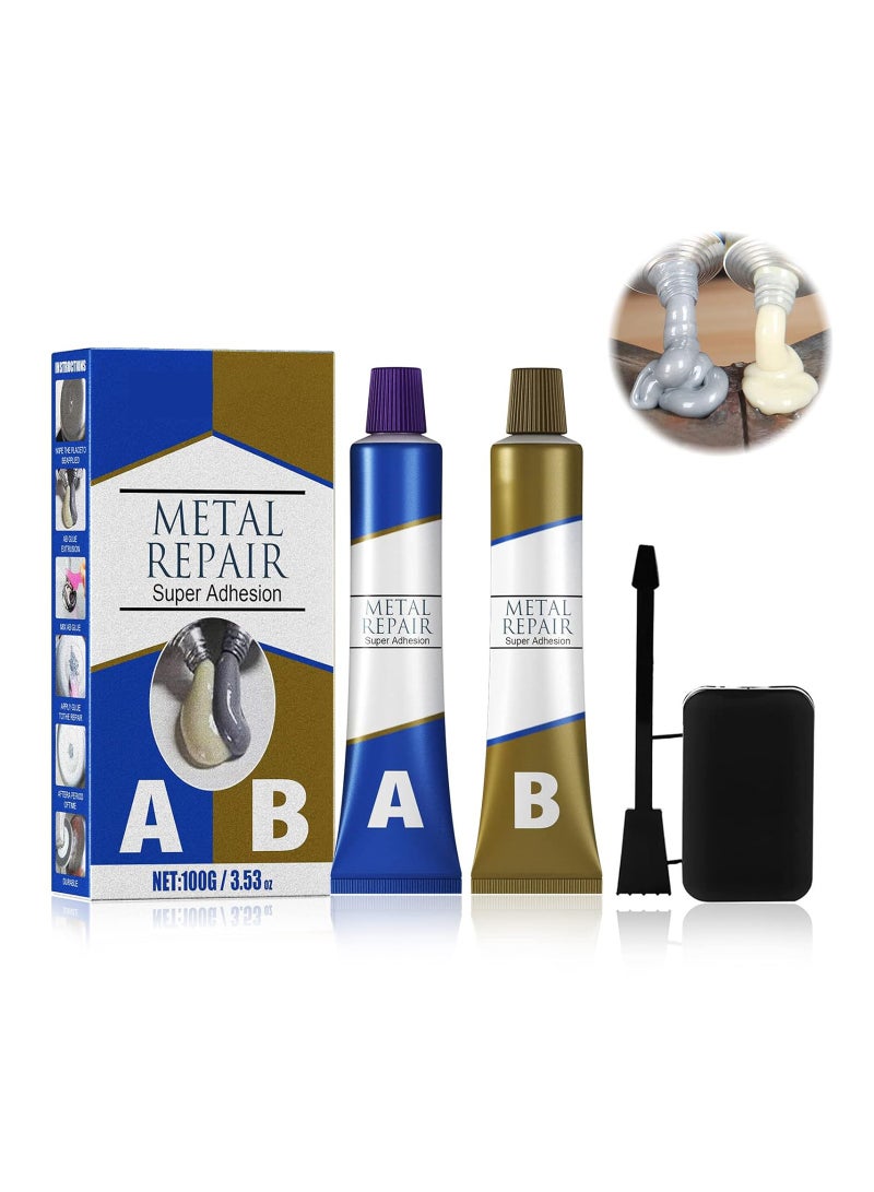 AB Casting Repair Glue, High Temperature Resistant Liquid Metal Welding Filler, Metal Repair Glue for Metal Casting Defect (100g) - Image 1
