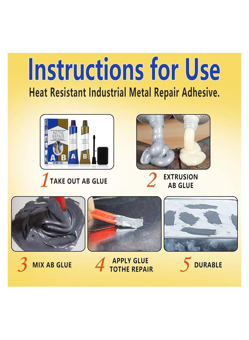AB Casting Repair Glue, High Temperature Resistant Liquid Metal Welding Filler, Metal Repair Glue for Metal Casting Defect (100g) - Image 5
