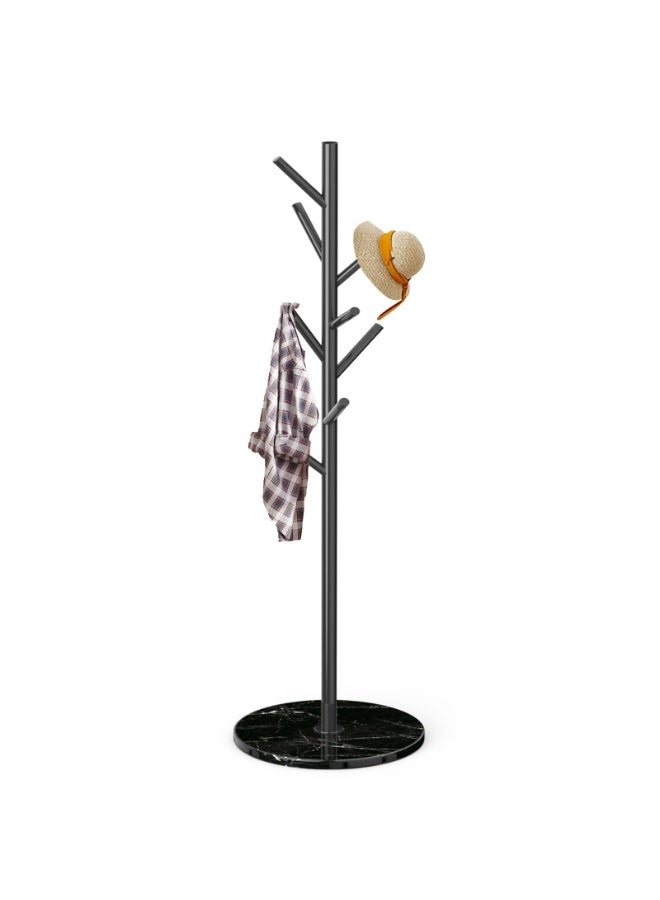 Arabest Metal Modern Coat Rack Stand, Sturdy Freestanding Coat Rack with Natural Marble Base, Black Coat Racks and Coat Hall Tree Hanger Stand for Entryway, Hallway, Office (Black Marble base) - Image 1