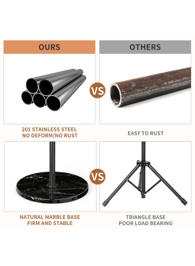 Arabest Metal Modern Coat Rack Stand, Sturdy Freestanding Coat Rack with Natural Marble Base, Black Coat Racks and Coat Hall Tree Hanger Stand for Entryway, Hallway, Office (Black Marble base) - Image 3