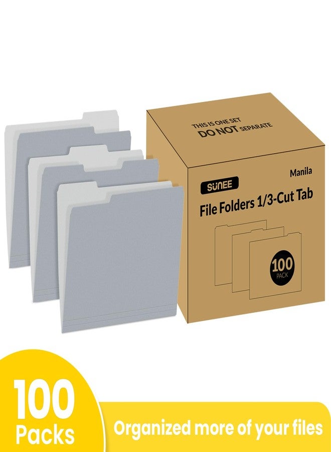 SUNEE File Folders Letter Size Gray, 100 Pack Manilla Folders 8.5 x 11 1/3-Cut Tabs, Colored File Folders Office Home School for Documents Files Paper - Image 2