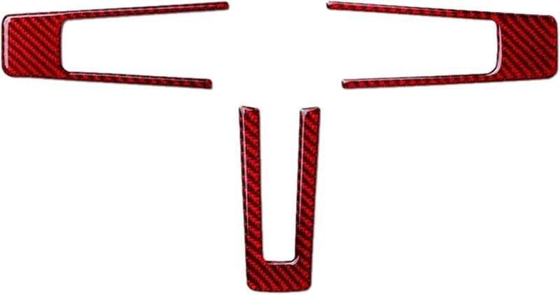 QASULER Red Carbon Fiber Steering Wheel Trim for Ford Mustang - Image 1