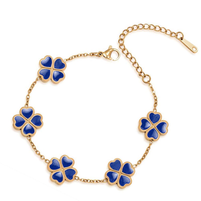 KASTWAVE Clover Lucky Link Bracelets, 18K Gold Plated Trendy Link Bracelets, Resistance to Fading, Durable, Jewelry for Women Gifts - Image 1