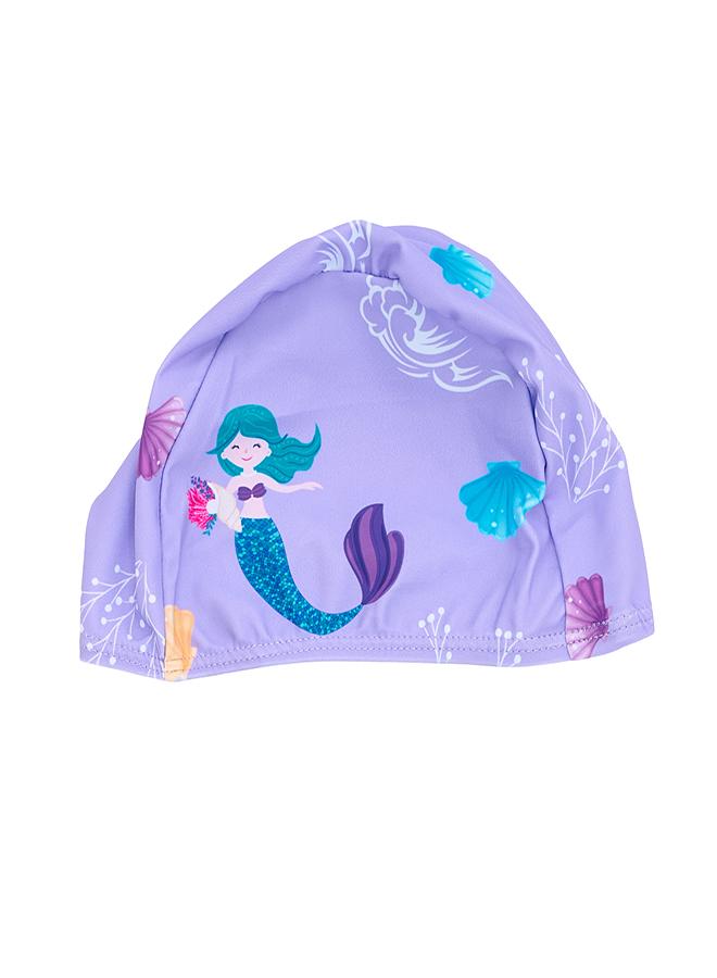 بيبي كلو بدلة سباحة بناتي بنفسجي حورية البحر قطعتين مع قبعة - Image 3