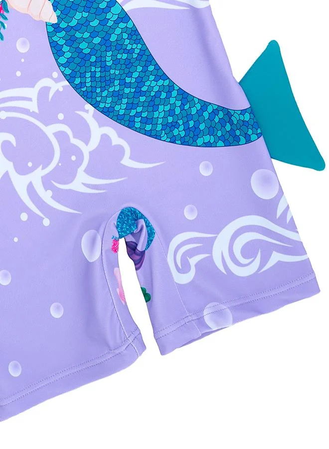 babyqlo Purple Mermaid 2 Pc Girls Swimsuit with Cap