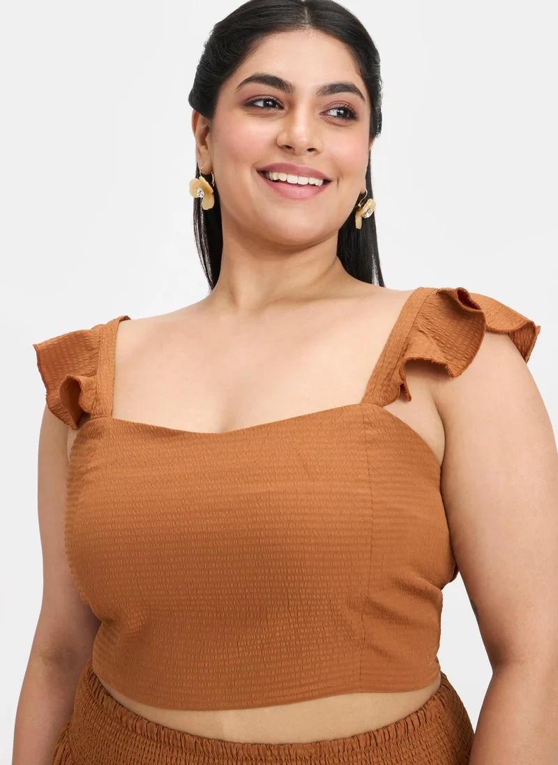 فيرجيو بلوزات كريب فقاعي بحمالات مكشكشة للنساء