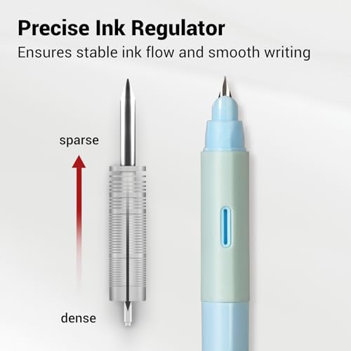 WRITECH Soft Grip Fountain Pen: Black Ink Fine Nib Pen with 1 Replacement Nib Set and 3 Ink Cartridges Smooth Writing for Calligraphy Journaling Gift (Blue) - Image 4