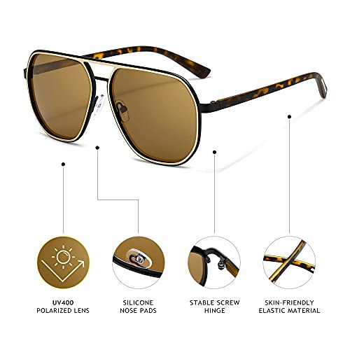 SUNGAIT Polygon Aviator Sunglasses for Men Polarized Trendy Square Sun Glasses Retro Pilot Shades UV Protection SGT375SJKCP IN - Image 3